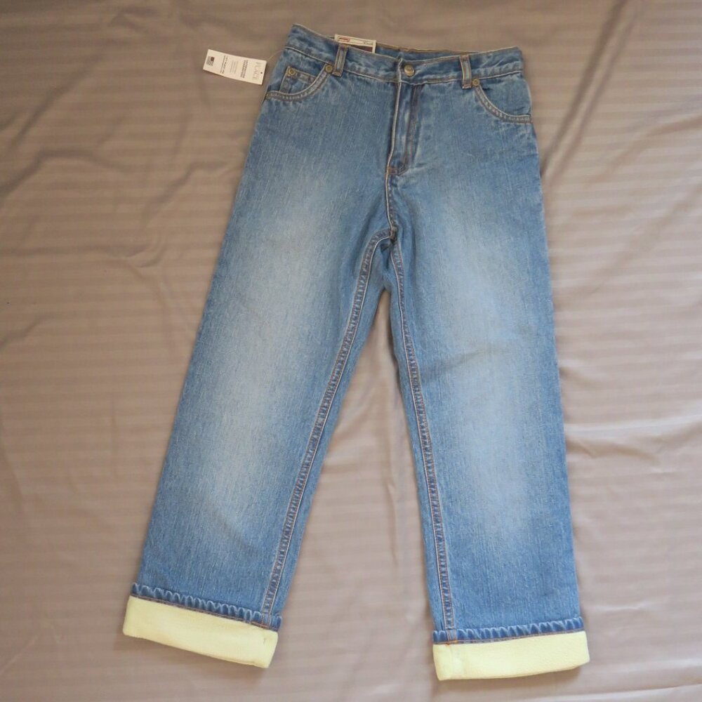 The Children's Place Unisex Insulated Green Fleece Lined Jeans, Size 6X/7 NWT